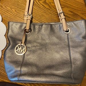 Michael Kors Silver Leather Tote